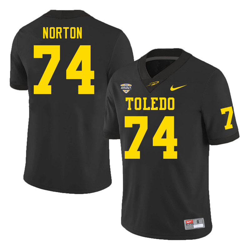Toledo Rockets #74 Storm Norton College Football Jerseys Stitched Sale-Black